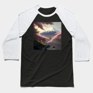 Spring Scenery, Mount Fuji Landscape View Baseball T-Shirt